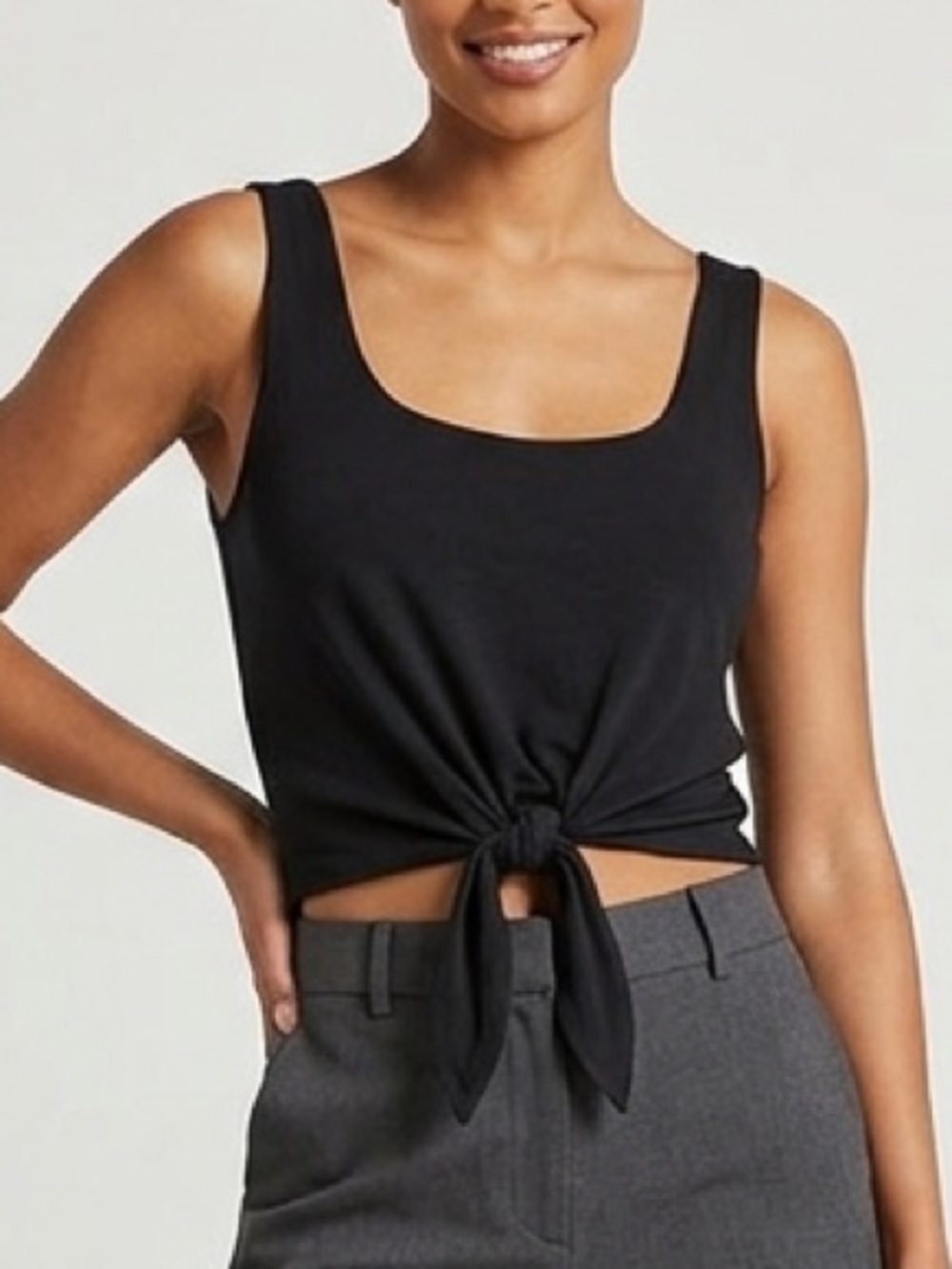 Dynamite Black Cropped SLeeveless Shirt Summer Tie Up Tank Top Size Small